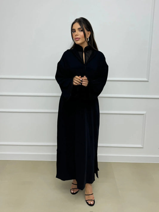 Wijdane Black Djellaba – Casual Moroccan Tunic for Everyday Comfort – product view 2