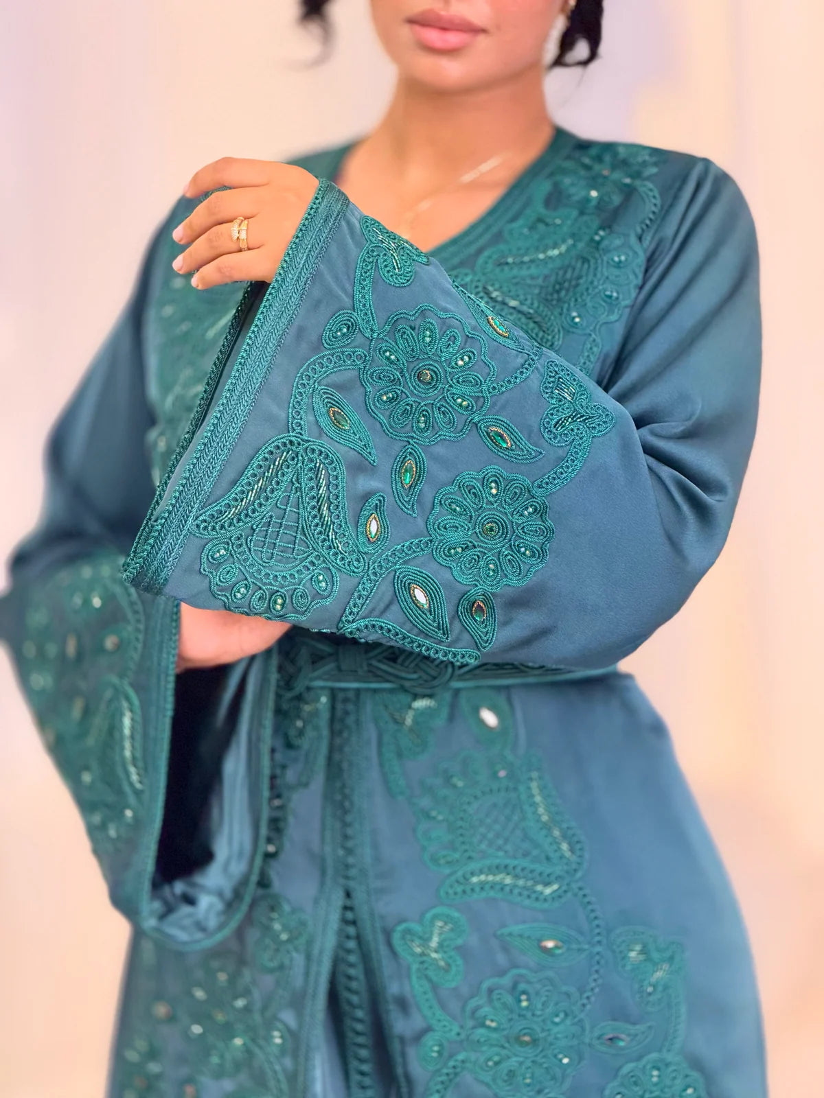 Aminaa Teal Takchita – Two-Piece Moroccan Ceremonial Dress