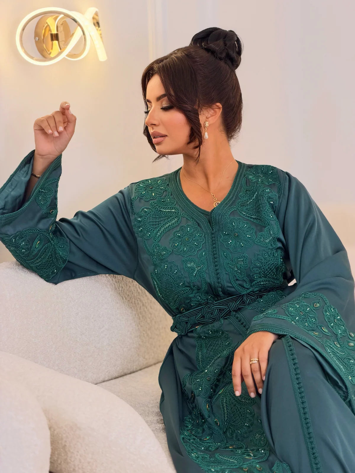 Aminaa Teal Takchita – Two-Piece Moroccan Ceremonial Dress