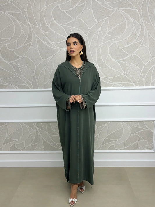 Sakina Green Djellaba – Casual Moroccan Tunic for Everyday Comfort – product view 2