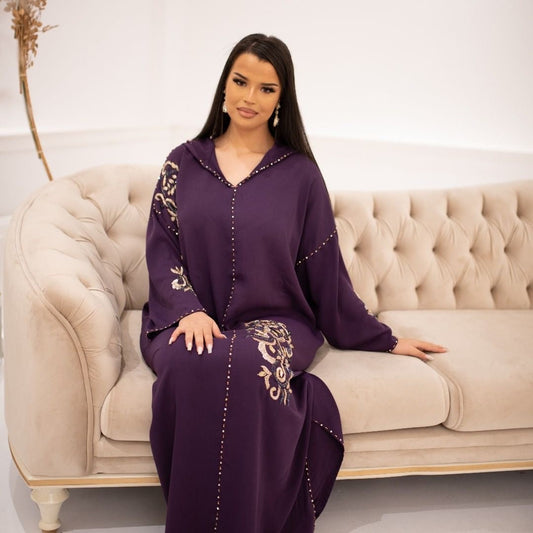 Samira Purple Djellaba – Casual Moroccan Tunic for Everyday Comfort – product view 2