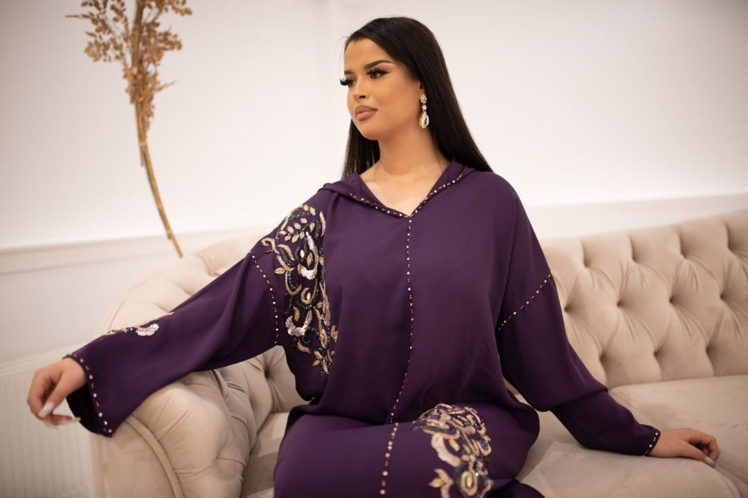 Samira Purple Djellaba – Casual Moroccan Tunic for Everyday Comfort – product view 3
