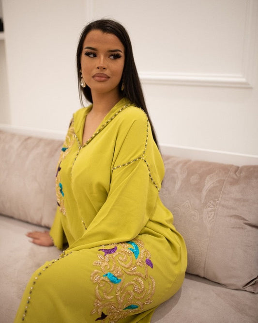 Rajae Yellow Djellaba – Casual Moroccan Tunic for Everyday Comfort – product view 2