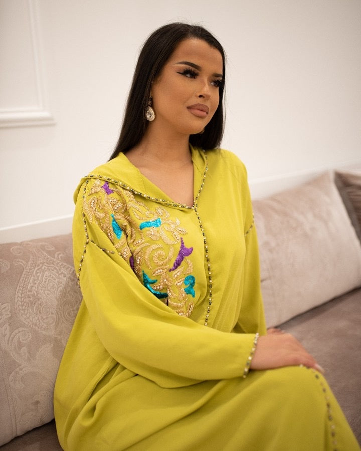Rajae Yellow Djellaba – Casual Moroccan Tunic for Everyday Comfort – product view 3