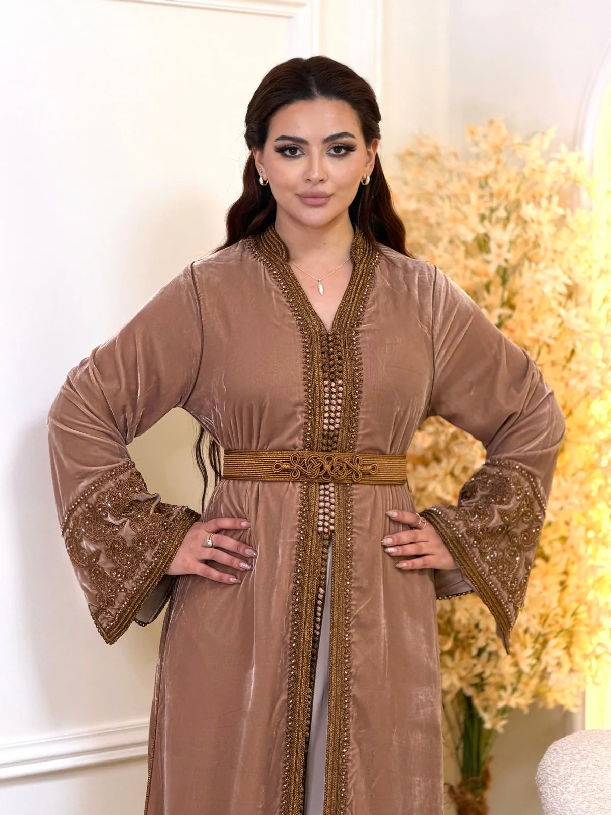 Khadija Brown Takchita – Two-Piece Moroccan Ceremonial Dress – product view 3