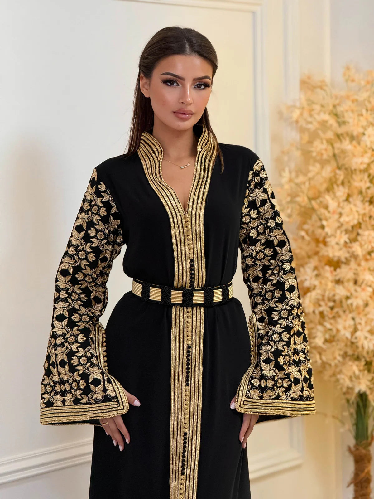 Fajr Black Kaftan – Handcrafted Moroccan Dress – product view 4