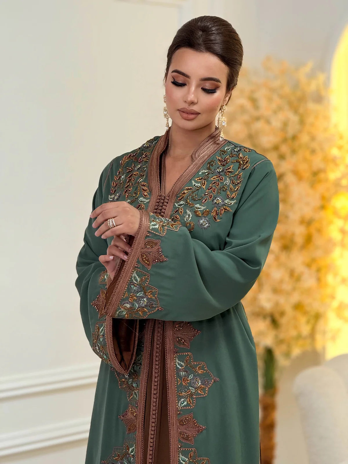 Keltoum Green Takchita – Two-Piece Moroccan Ceremonial Dress – product view 5