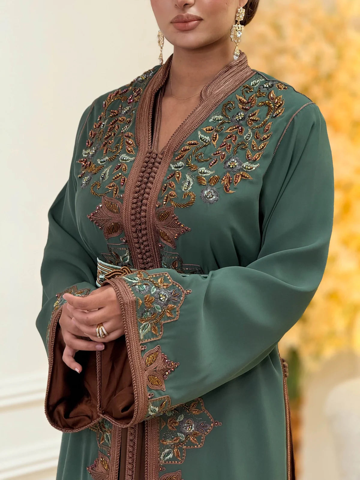 Keltoum Green Takchita – Two-Piece Moroccan Ceremonial Dress – product view 6