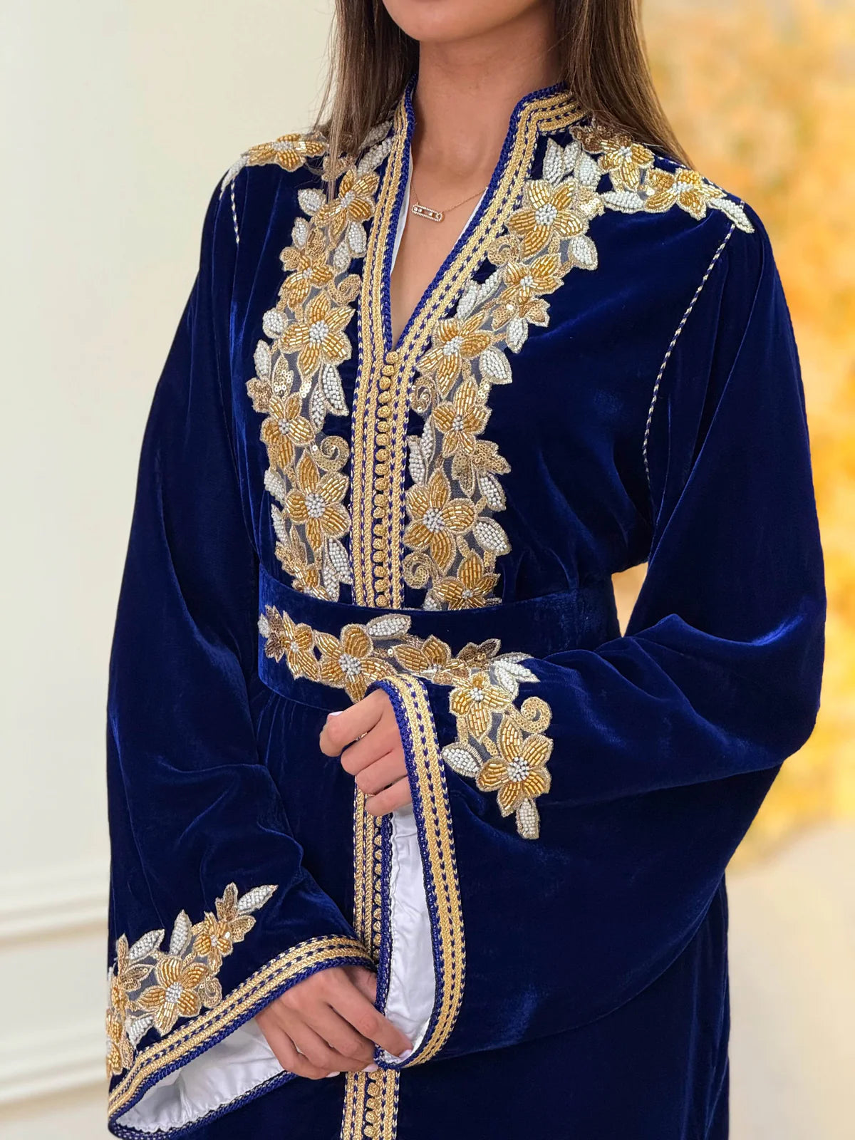 Lamar Navy Kaftan – Handcrafted Moroccan Dress – product view 6