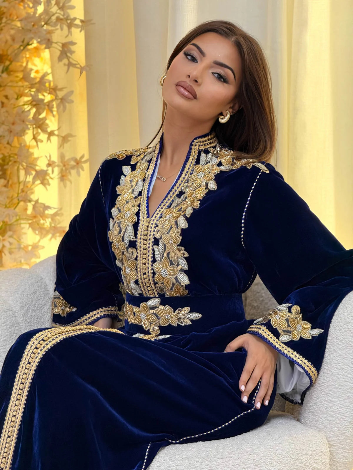 Lamar Navy Kaftan – Handcrafted Moroccan Dress – product view 8