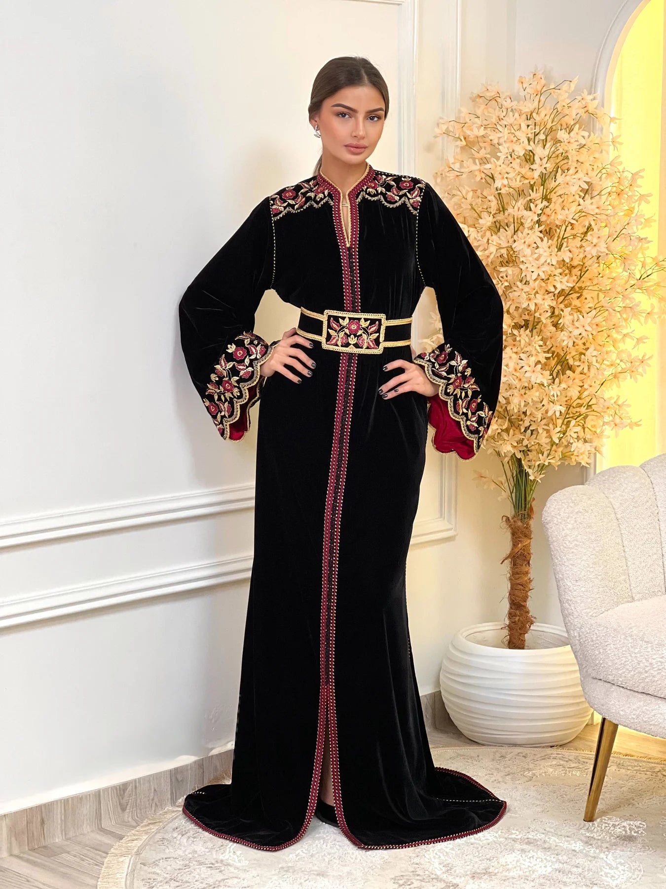 Lamiaa Black Kaftan – Handcrafted Moroccan Dress – product view 2