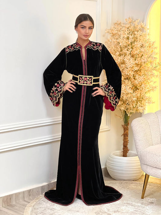 Lamiaa Black Kaftan – Handcrafted Moroccan Dress – product view 2