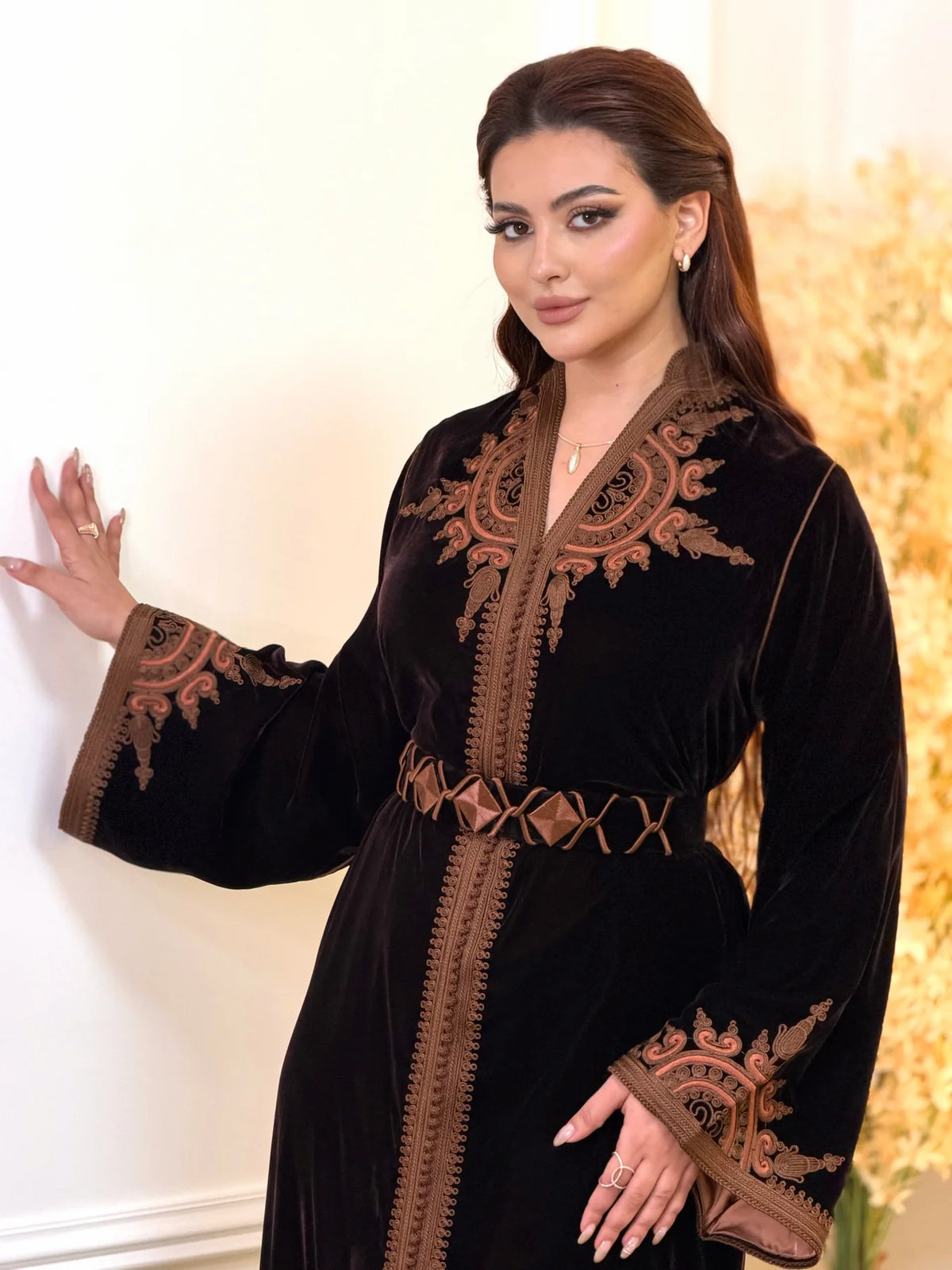 Ayla Black Kaftan – Handcrafted Moroccan Dress – product view 6