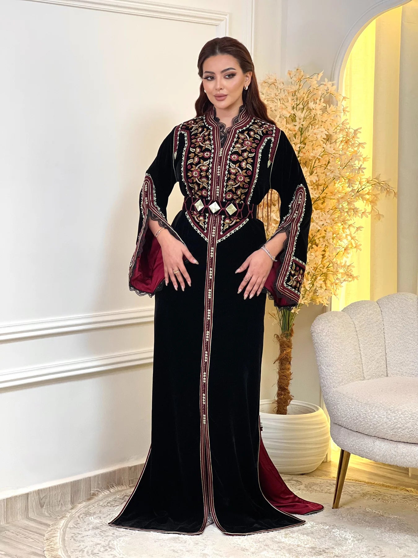 Rajwa Black Kaftan – Handcrafted Moroccan Dress – product view 3