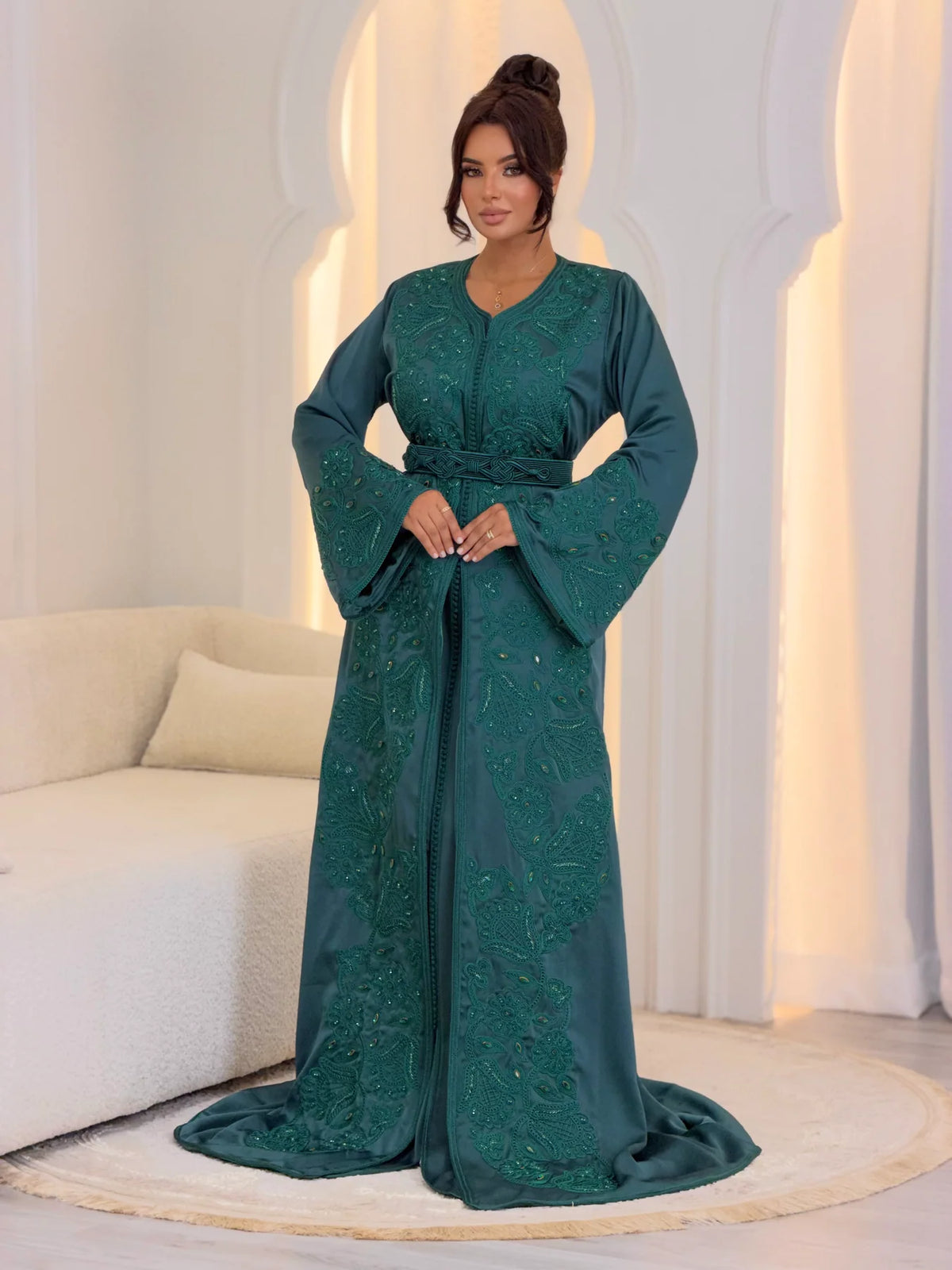 Aminaa Teal Takchita – Two-Piece Moroccan Ceremonial Dress