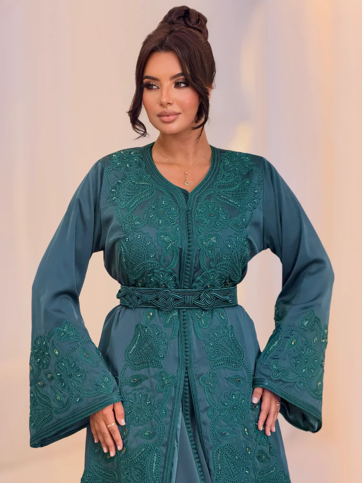 Aminaa Teal Takchita – Two-Piece Moroccan Ceremonial Dress