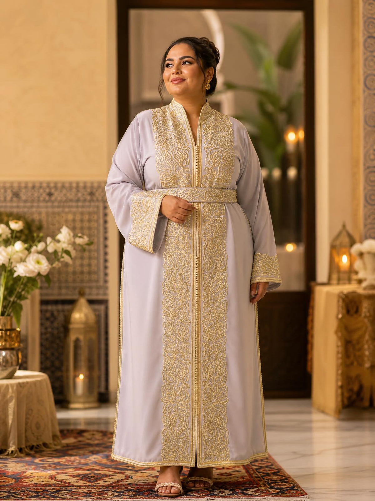 Chirine White Kaftan – Handcrafted Moroccan Dress \u2014 plus-size model