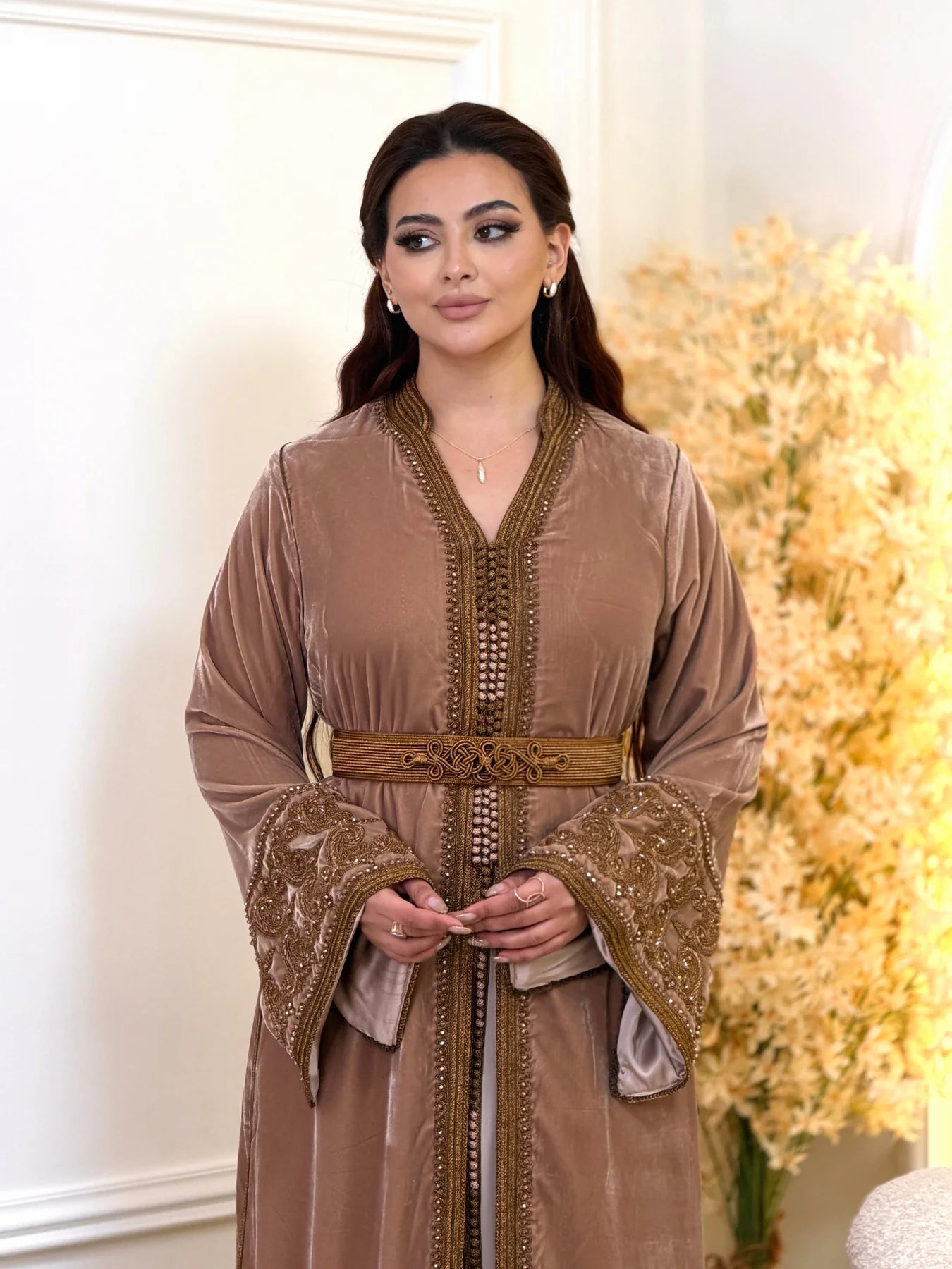 Khadija Brown Takchita – Two-Piece Moroccan Ceremonial Dress – product view 5