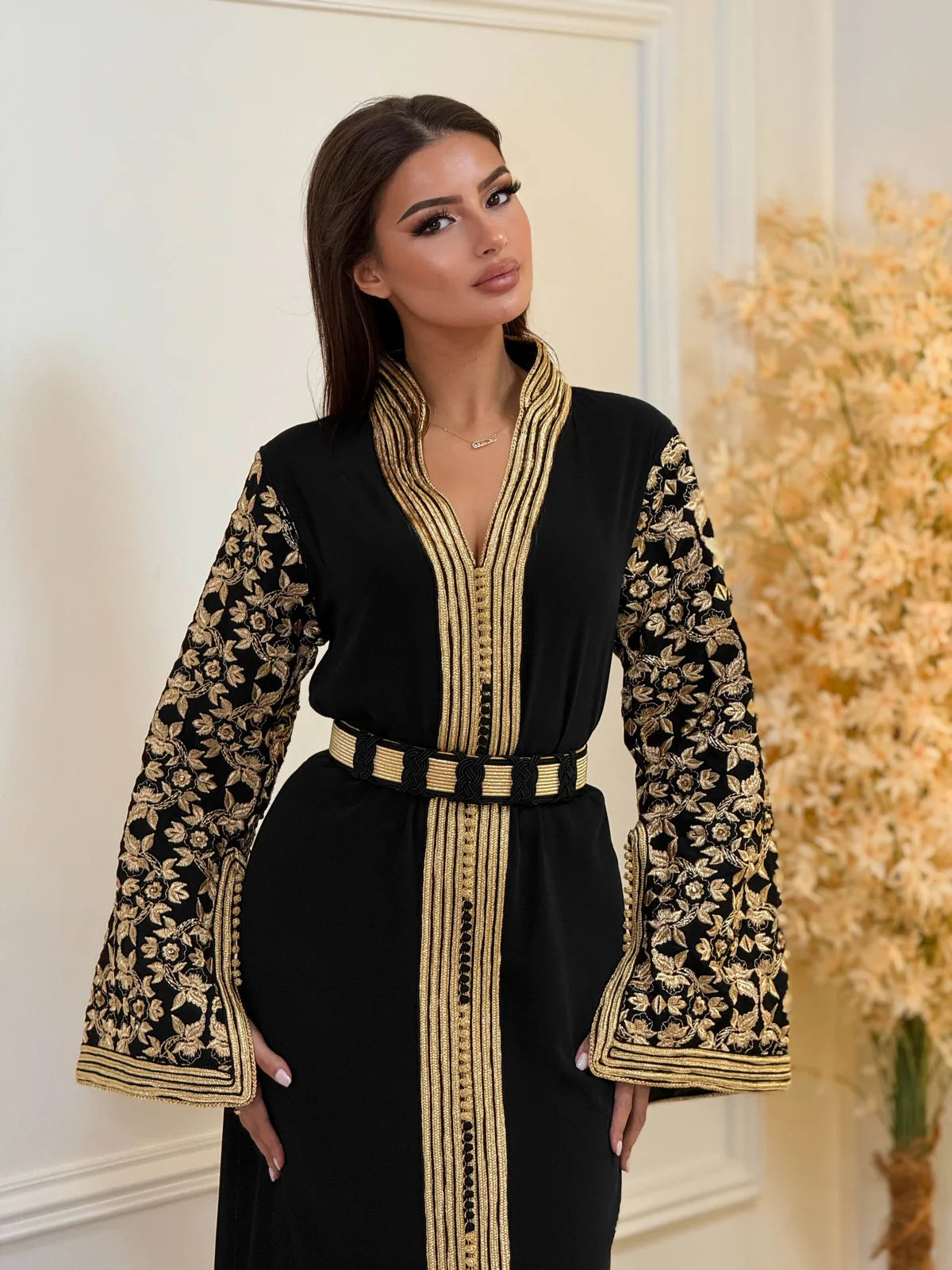 Fajr Black Kaftan – Handcrafted Moroccan Dress – product view 5