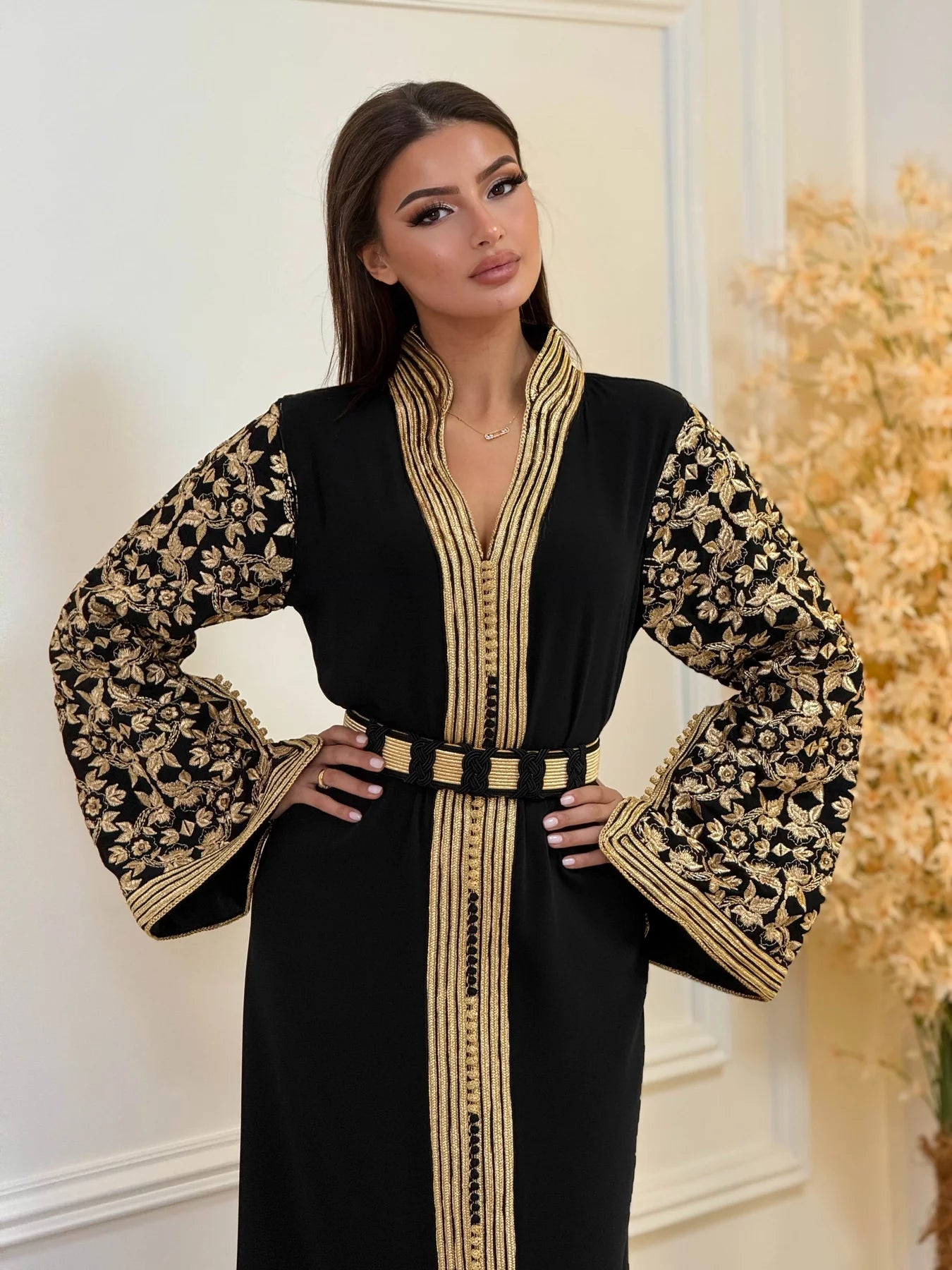 Fajr Black Kaftan – Handcrafted Moroccan Dress – product view 6