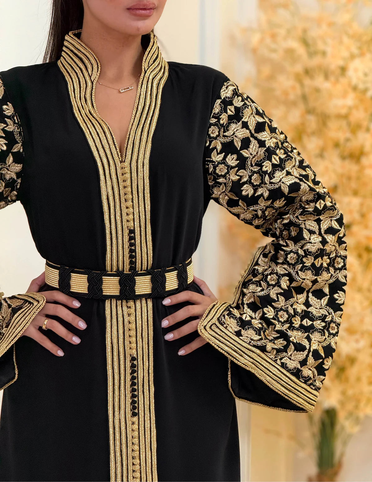 Fajr Black Kaftan – Handcrafted Moroccan Dress – product view 7