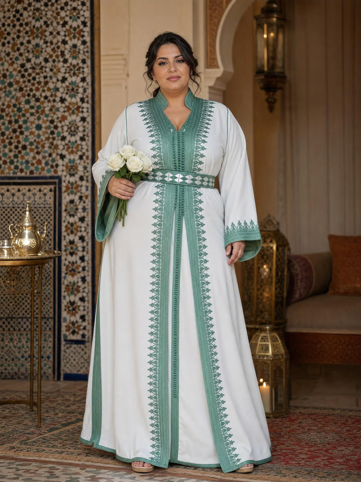 Fatima Takchita – Two-Piece Moroccan Ceremonial Dress \u2014 plus-size model