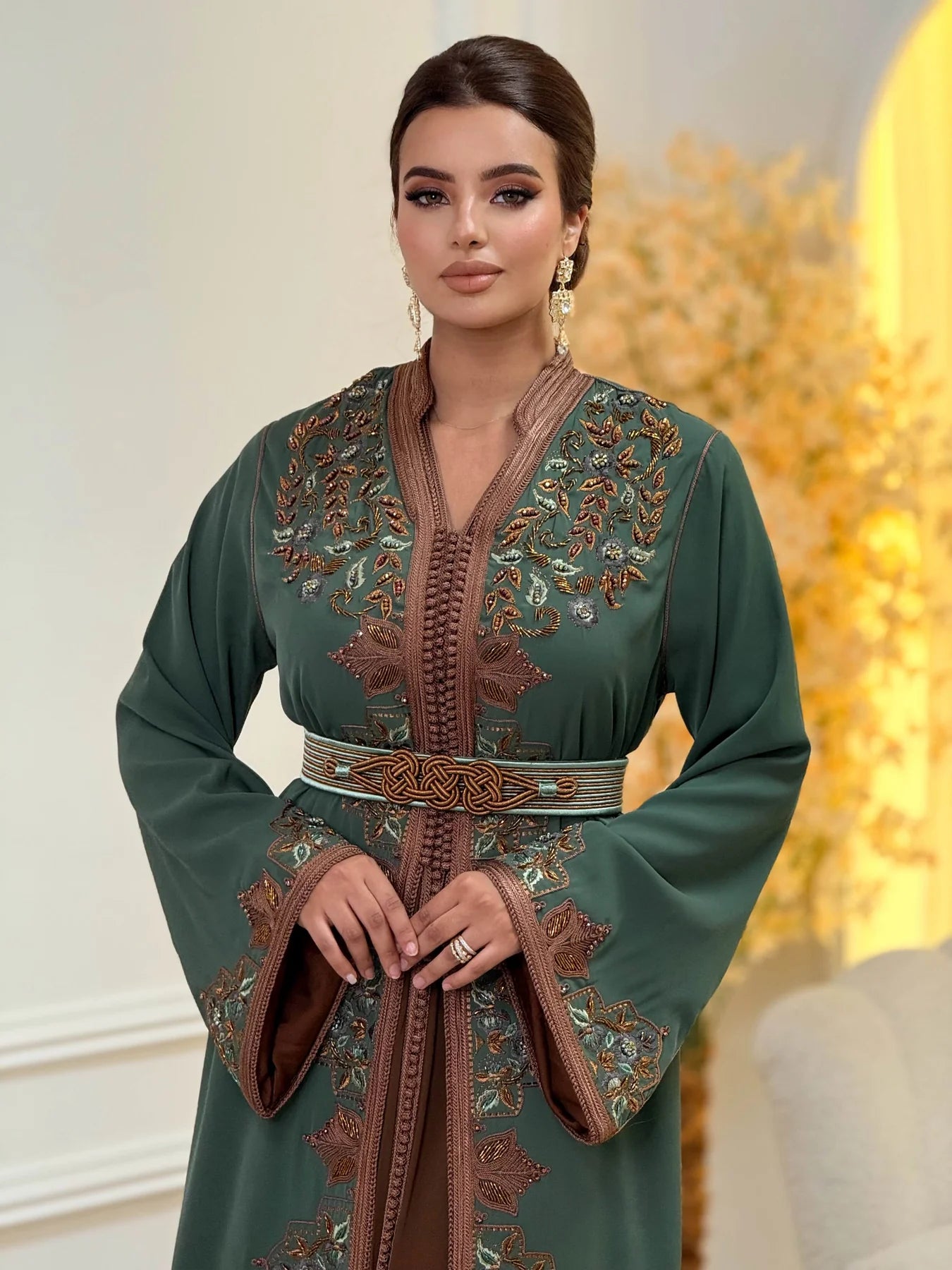 Keltoum Green Takchita – Two-Piece Moroccan Ceremonial Dress – product view 4
