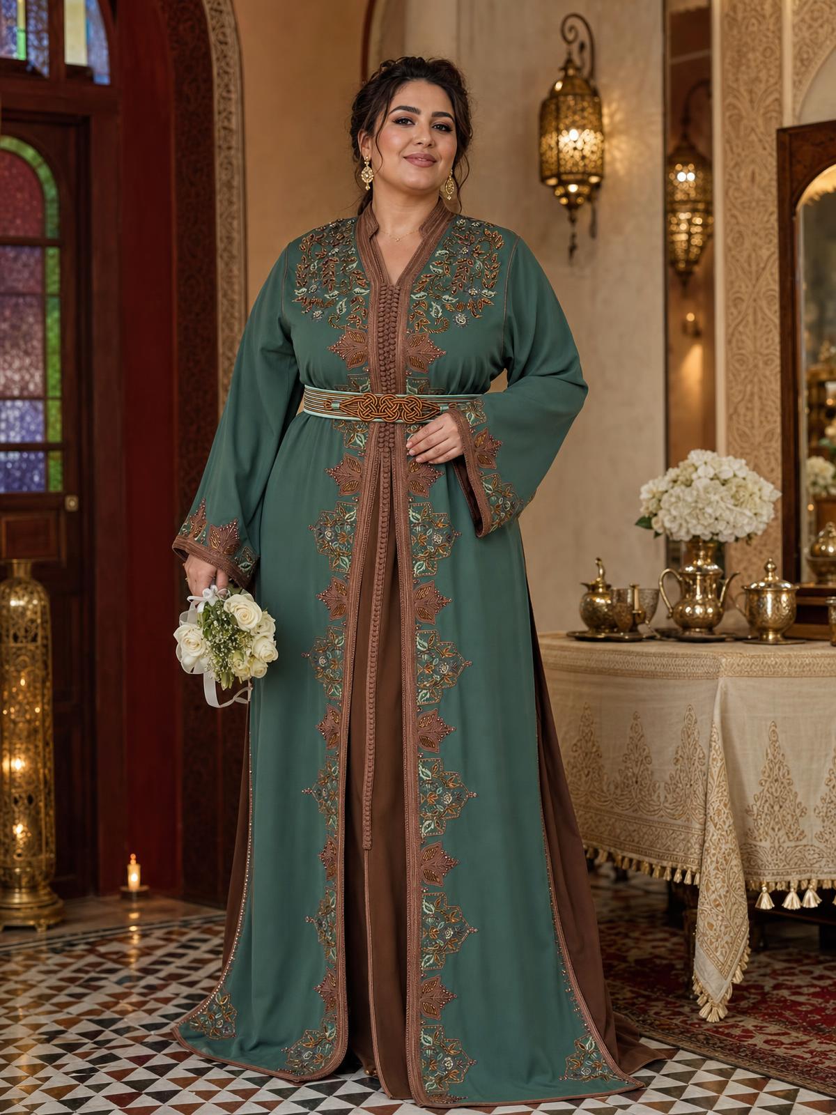 Keltoum Takchita – Two-Piece Moroccan Ceremonial Dress \u2014 plus-size model