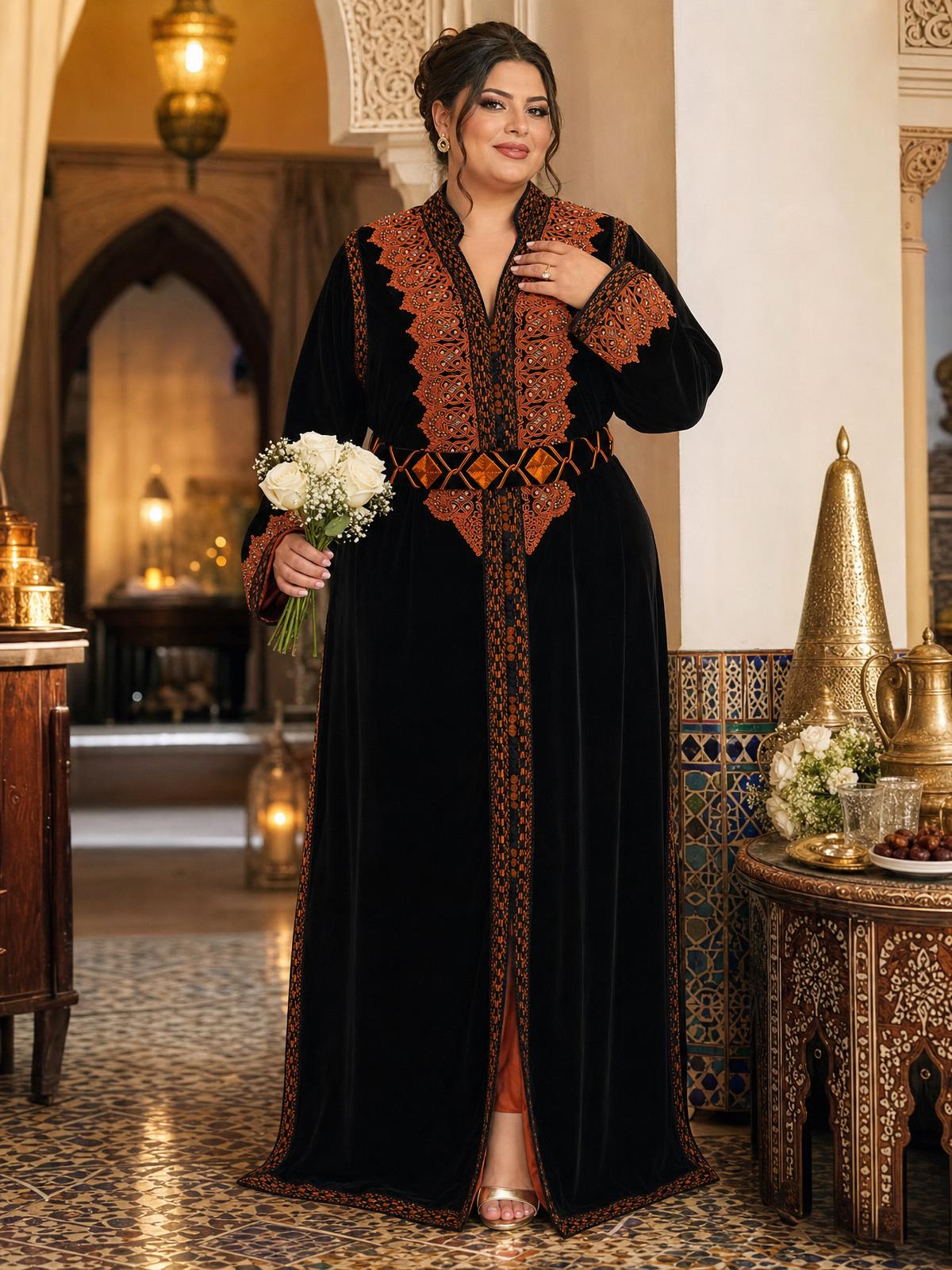 Kinda Black Kaftan – Handcrafted Moroccan Dress \u2014 plus-size model