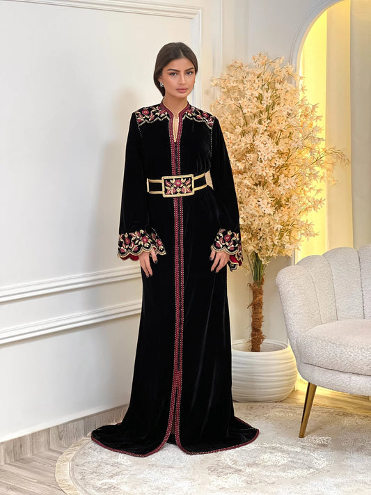 Lamiaa Black Kaftan – Handcrafted Moroccan Dress