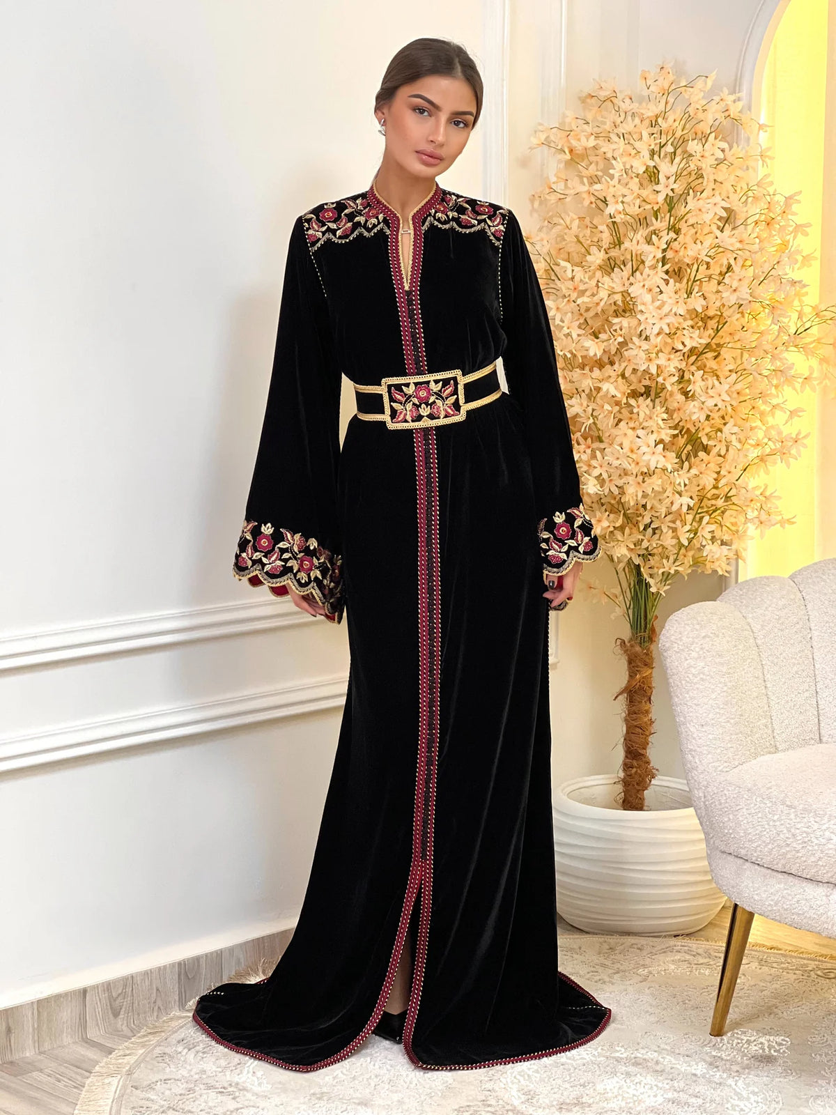 Lamiaa Black Kaftan – Handcrafted Moroccan Dress – product view 3
