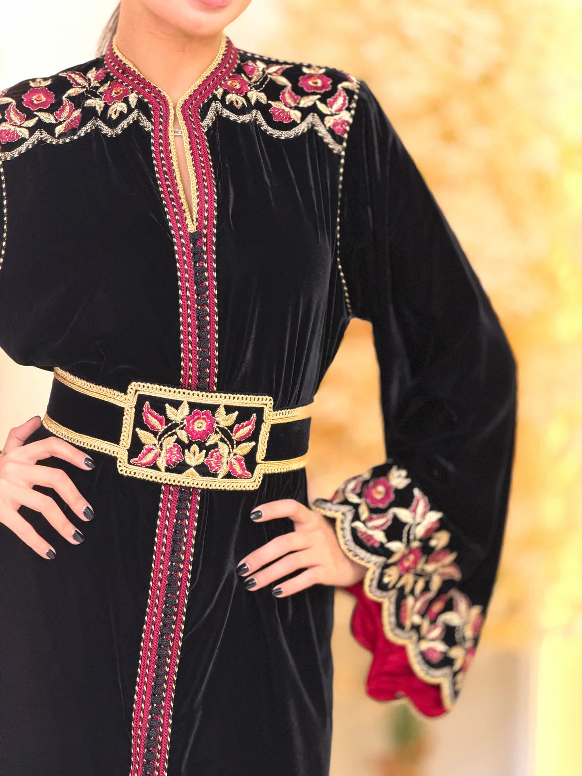 Lamiaa Black Kaftan – Handcrafted Moroccan Dress – product view 8