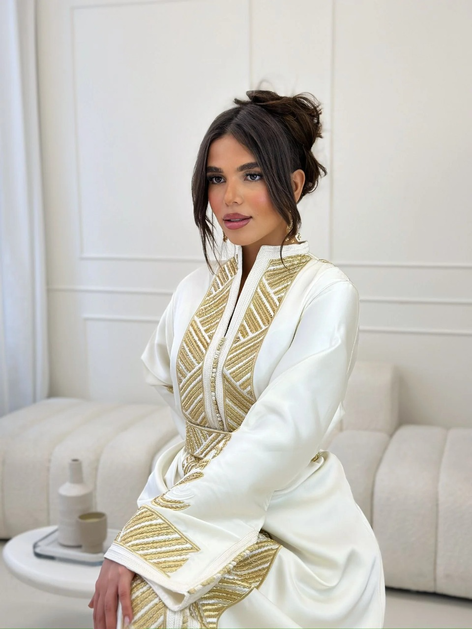 Chorok White Kaftan – Handcrafted Moroccan Dress