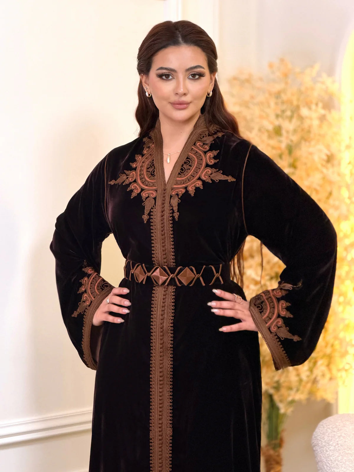 Ayla Black Kaftan – Handcrafted Moroccan Dress – product view 3