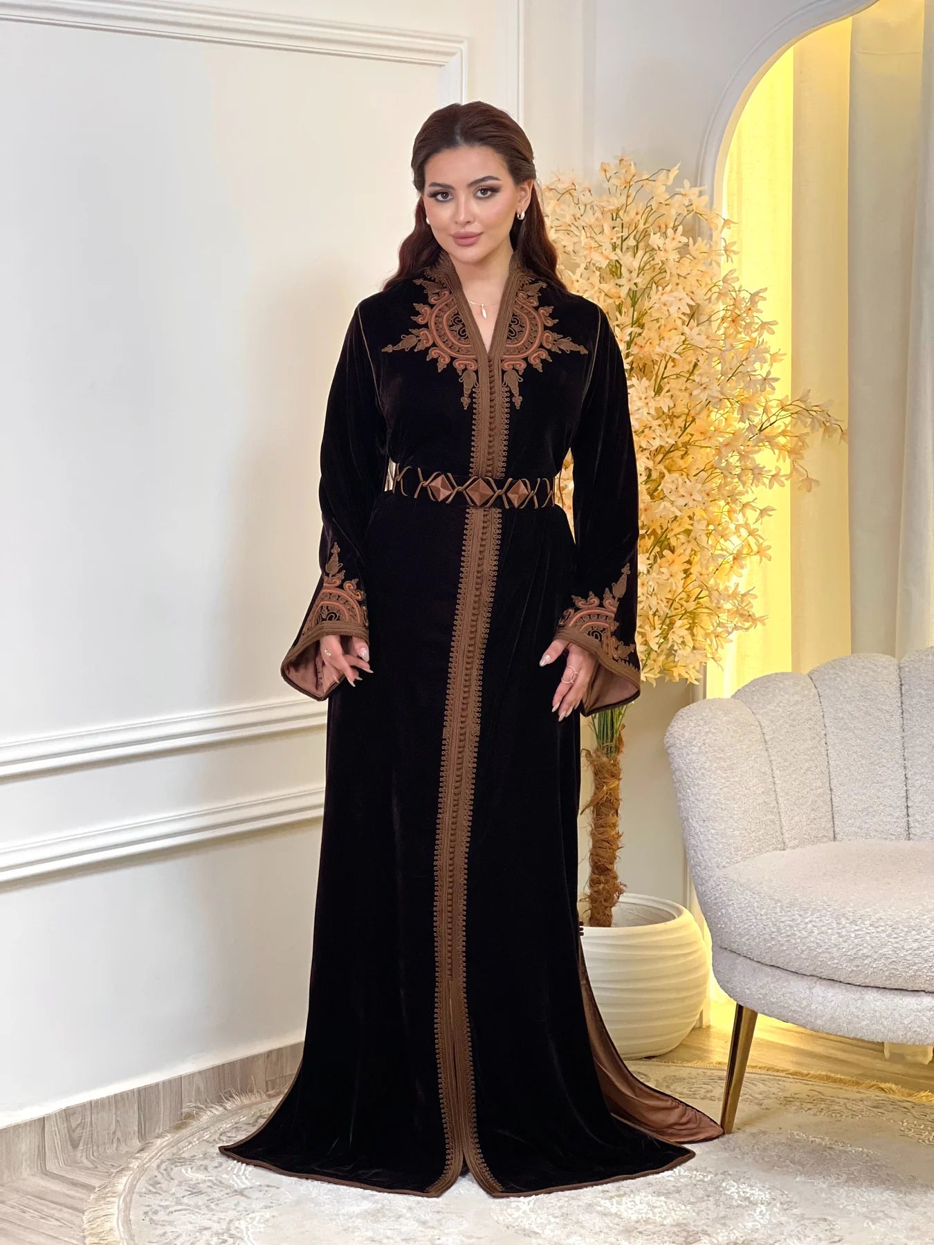 Ayla Black Kaftan – Handcrafted Moroccan Dress – product view 2