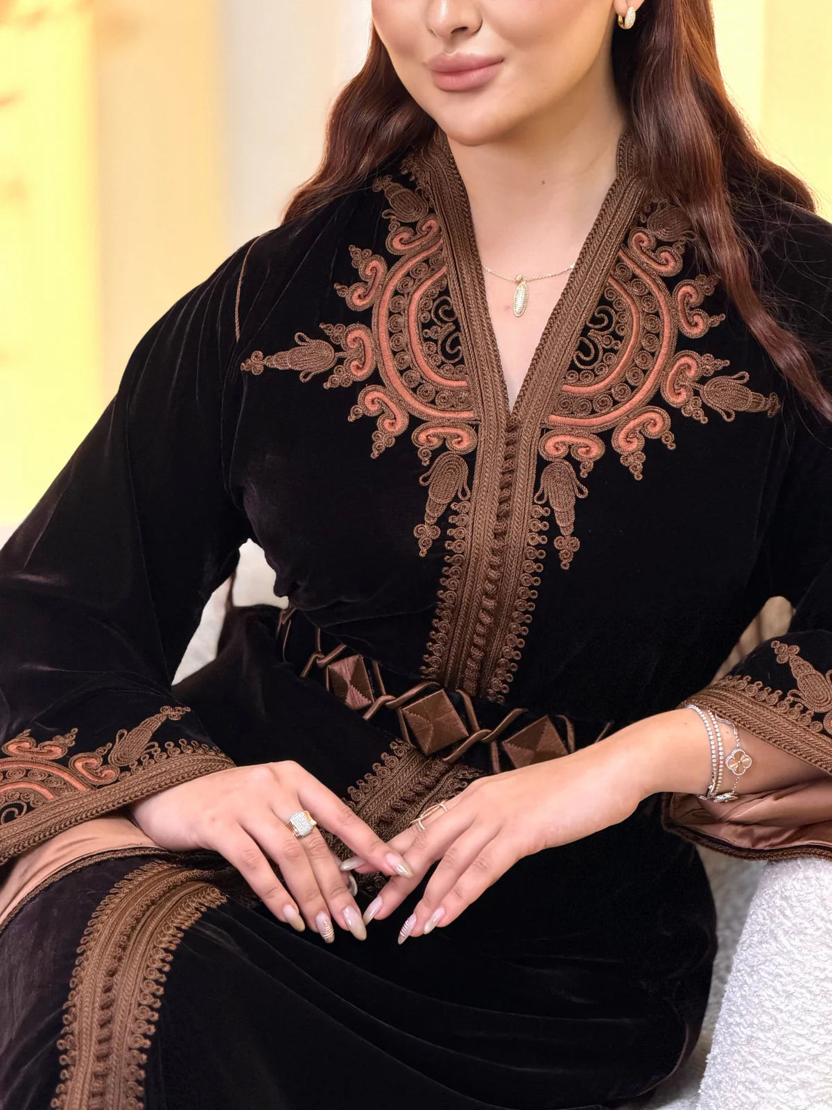 Ayla Black Kaftan – Handcrafted Moroccan Dress – product view 9