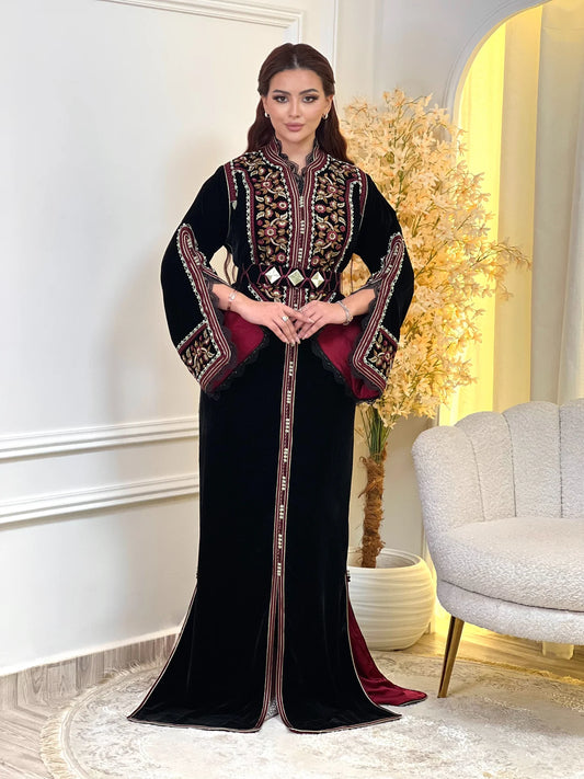 Rajwa Black Kaftan – Handcrafted Moroccan Dress