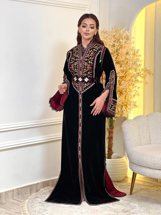 Rajwa Black Kaftan – Handcrafted Moroccan Dress – product view 2