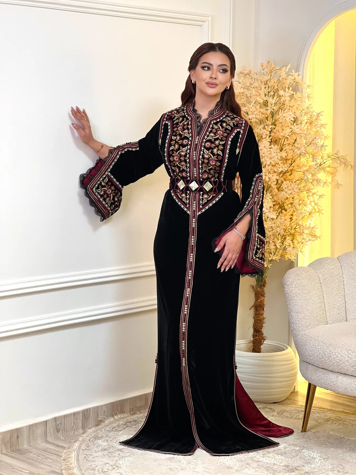 Rajwa Black Kaftan – Handcrafted Moroccan Dress – product view 4