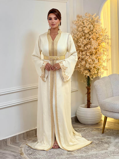 Samira Beige Takchita – Two-Piece Moroccan Ceremonial Dress