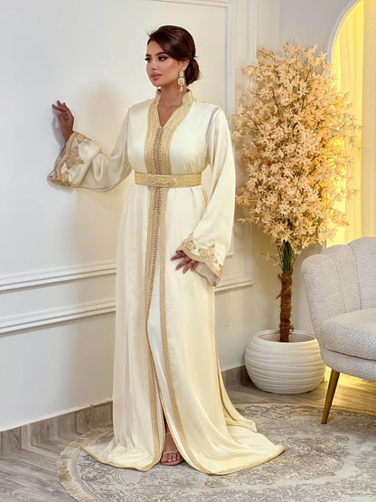 Samira Beige Takchita – Two-Piece Moroccan Ceremonial Dress – product view 2