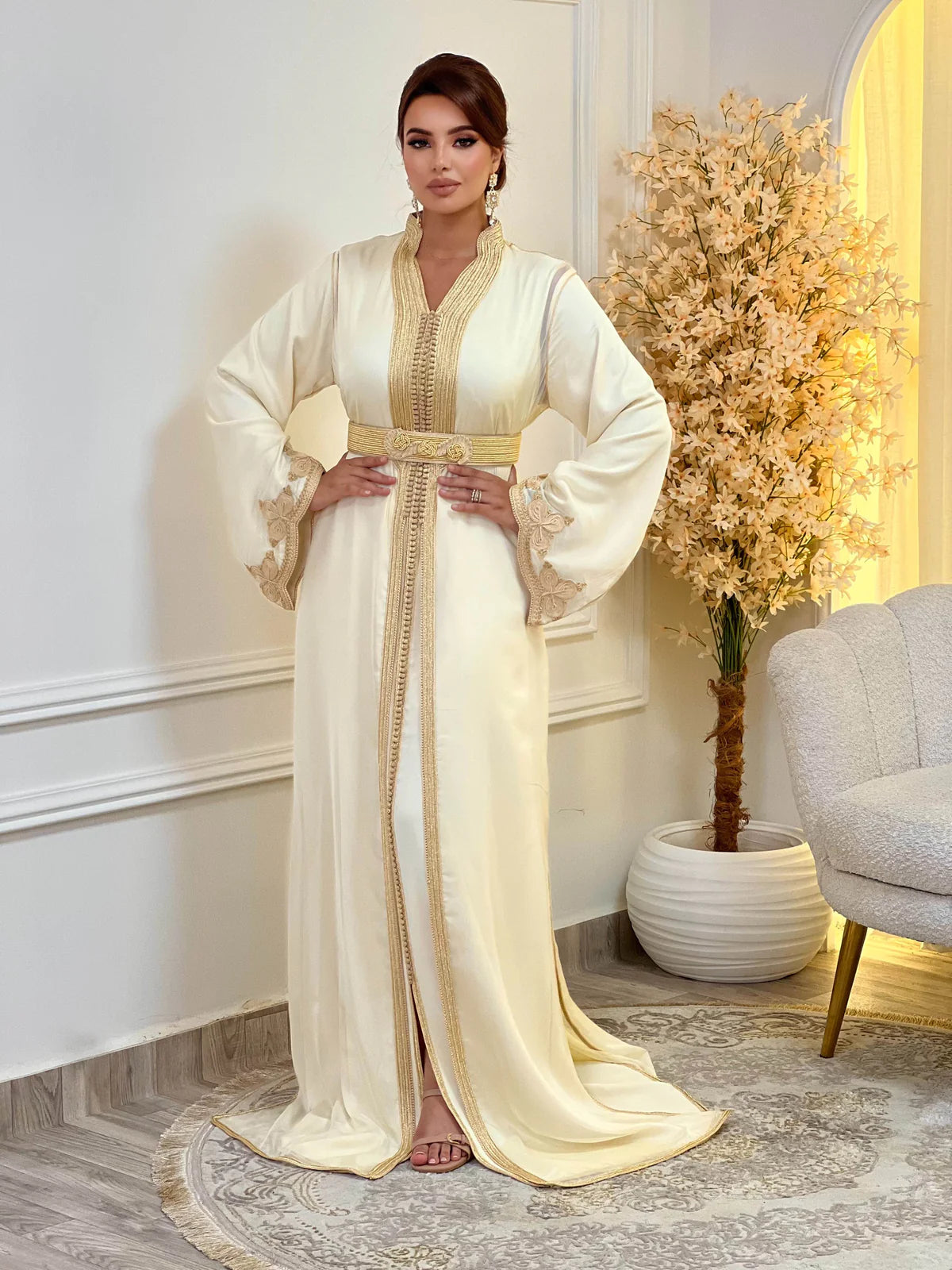 Samira Beige Takchita – Two-Piece Moroccan Ceremonial Dress – product view 3