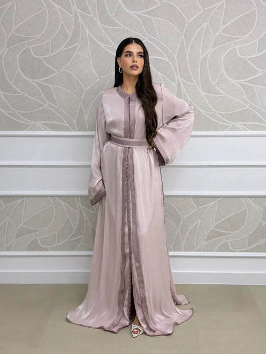 Sawsan Moroccan takchita two-piece wedding dress with belted overlay